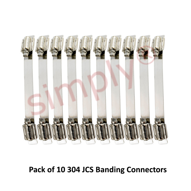 Pack of 10 - JCS NCS450 304 Stainless Steel Banding 400mm Connectors for use with 12mm Banding