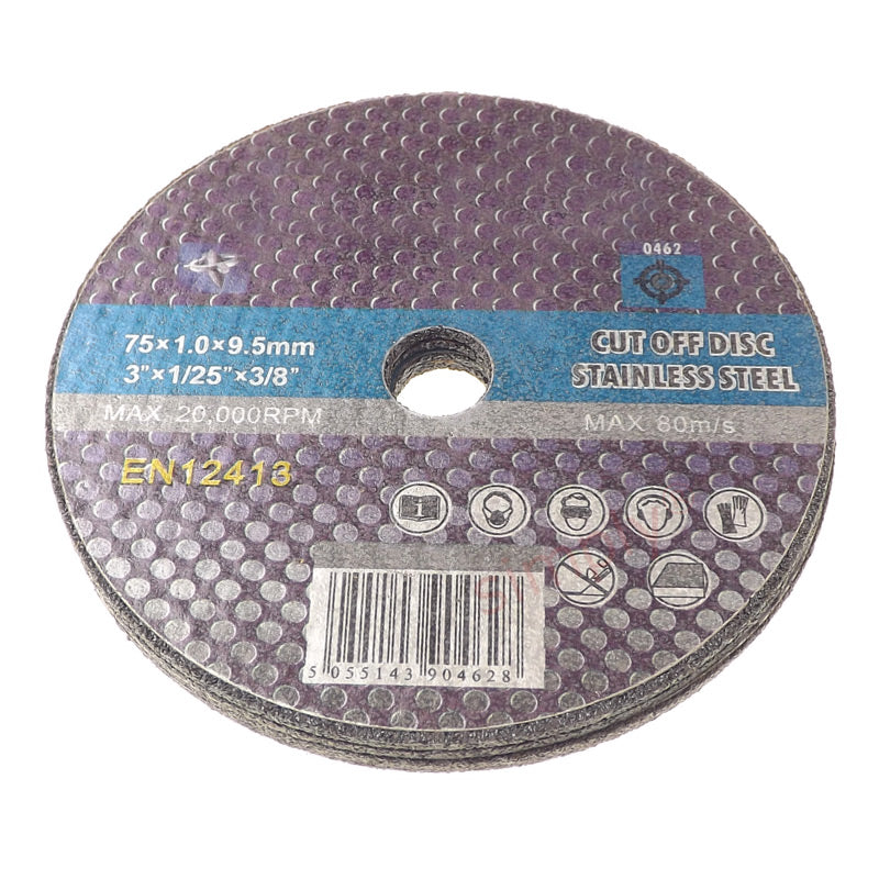 Ultra Thin Stainless Steel Cut Off Disc 75x1.0x9.5mm (3x1/25x3/8 inch)