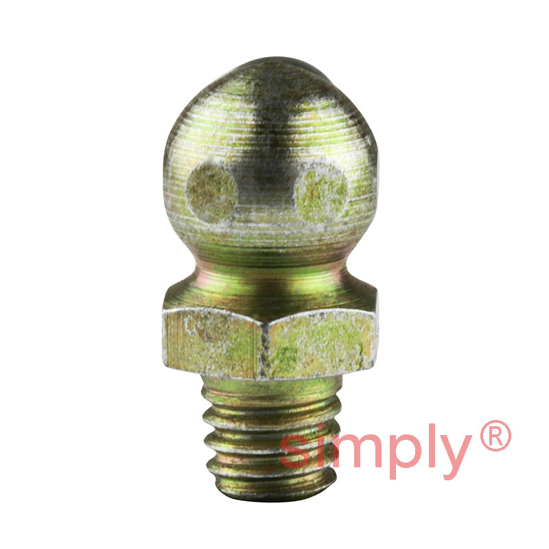 M8x1 Metric Tapered Hardened Mild Steel Zinc Plated 90 deg Hydraulic Grease Nipples