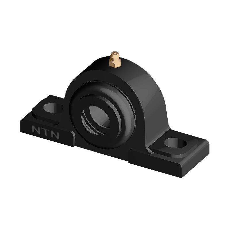 NTN S-UCPX11-202D1 Imperial Cast Iron Two Bolt Pillow / Plummer Block Housing with 2-1/8 inch Bore Insert with Steel Plate Cover - Open Version - Allow 2-3 Days