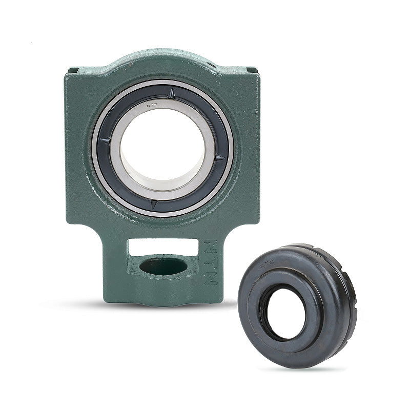 NTN S-UKT210AD1/HA2310 Imperial Cast Iron Take Up Unit with Steel Plate Cover - Open Version - Insert and Adaptor Sleeve Fits 1-11/16 inch Shaft - Allow 2-3 Days