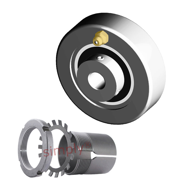 NTN UKC309D1/HA2309 Imperial Cast Iron Cartridge Unit with Adaptor Sleeve Mounted and 1-7/16 inch Bore Insert 5.1181 inch Outside Dia - Allow 2-3 Days