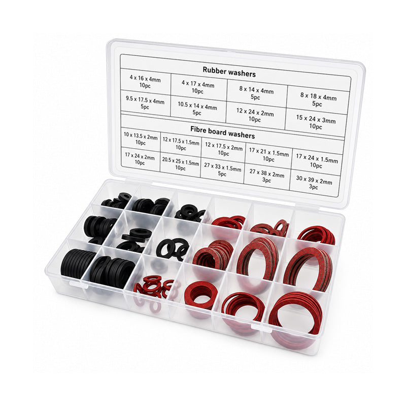 141 Piece Rubber and Fibre Sealing Washer Kit in Assorted Box