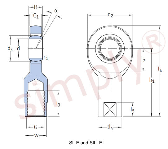 SKF SIL8E Left Hand Steel / Steel Plain Female Rod End M8 Thread