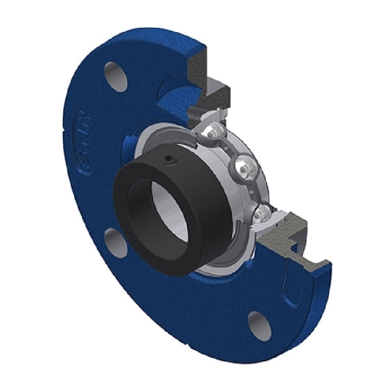 SNR ESFCE210 Metric Four Bolt Cast Iron Round Flanged Housing with 50mm Eccentric Collar Insert - Allow 2-3 Days