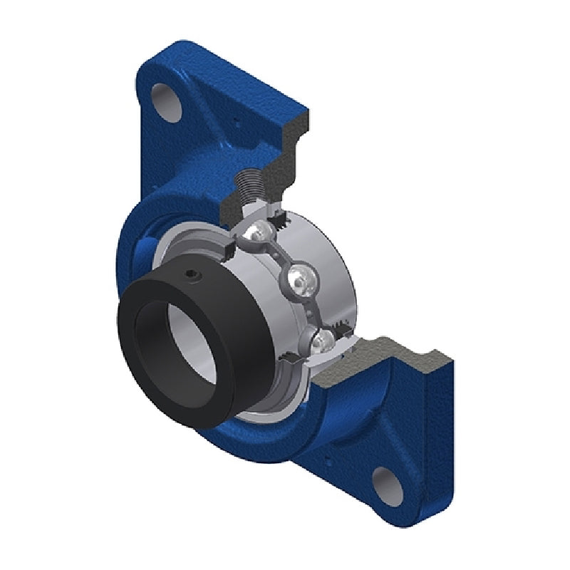 SNR EXFE206L3 Metric Four Bolt Square Cast Iron Flange Housing with 30mm Bore Eccentric Collar Insert with Triple Lip Seal - Allow 2-3 Days