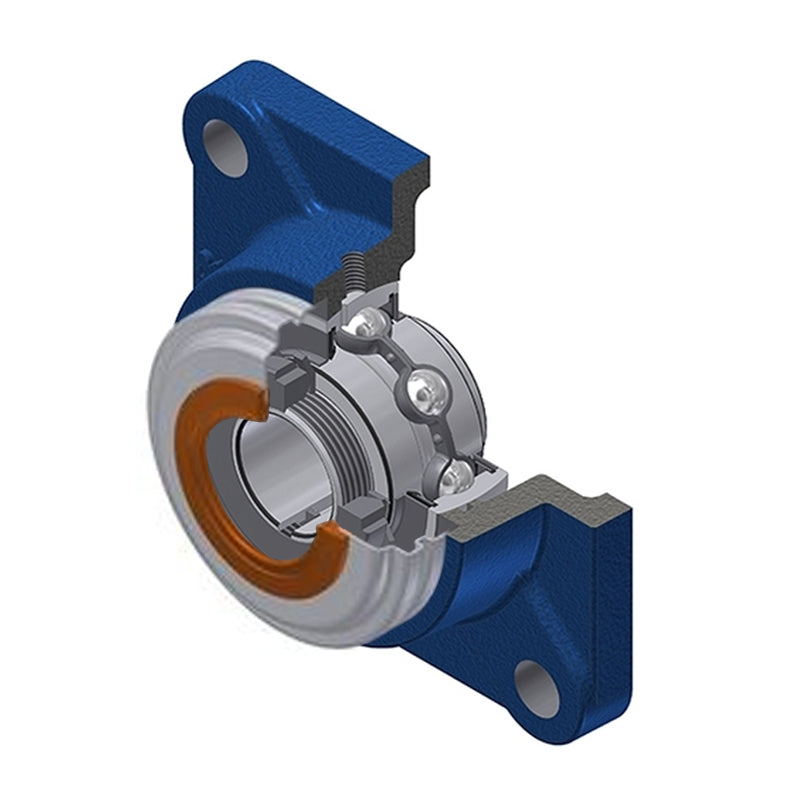 SNR UKF207HCC Metric Four Bolt Square Cast Iron Housing Insert with Narrow Steel Plate Cover and Adaptor Sleeve Fits 30mm Shaft - Closed Version - Allow 2-3 Days