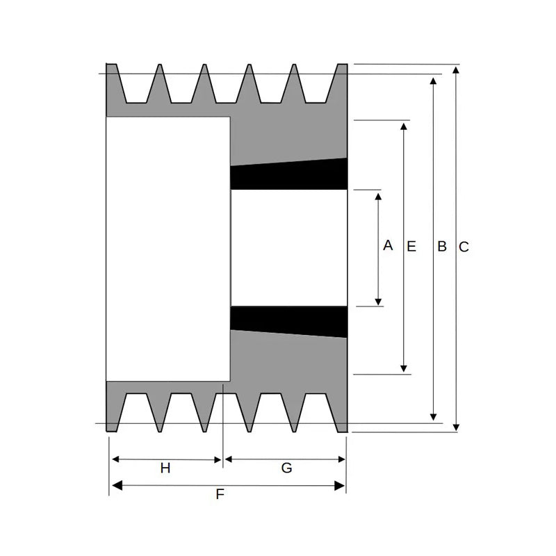PowerDrive 132X5SPB 132mm Pitch Diameter SPB Section Tapered Locking Bush Type Pulley with 5 Grooves (Bush not Incl.) - Allow 2-3 Days
