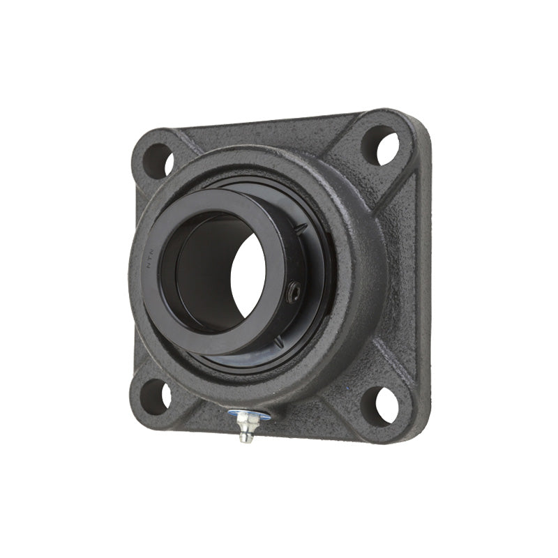 NTN UELF318D1W3 Metric Four Bolt Square Cast Iron Flange Housing with 90mm Bore Eccentric Collar Insert - Allow 2-3 Days