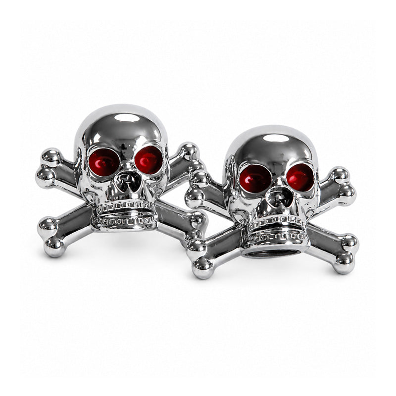 Pack of 2 Skull and Crossbones Valve Caps Schrader Type
