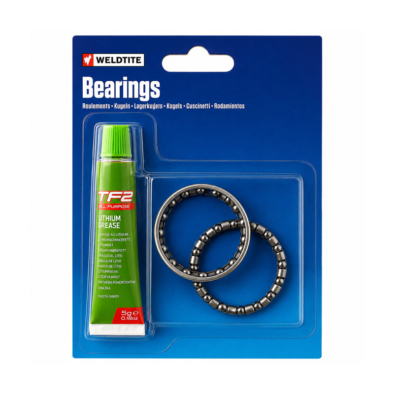 2 x 3/16 inch Hub Case Hardened Ball Bearings in Cage Retainers and TF2 Grease