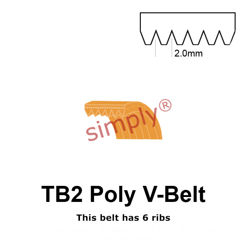 TB2-630 Megadyne Megarib Polyurethane Poly V-Belt 630mm/24.8 inch Length - 6 Ribs