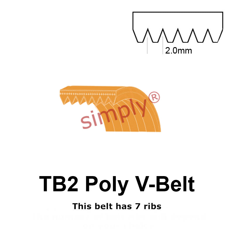 TB2-345 Megadyne Megarib Polyurethane Poly V-Belt 345mm/13.6 inch Length - 7 Ribs - Allow 2-3 Days