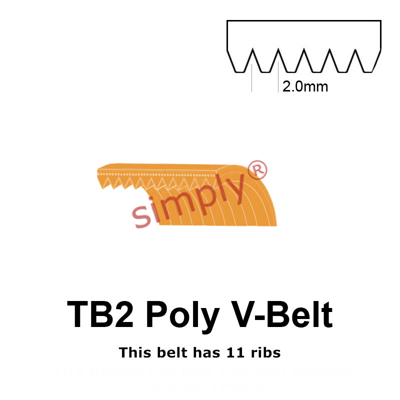 TB2-170 Megadyne Megarib Polyurethane Poly V-Belt 170mm/6.7 inch Length - 11 Ribs - Allow 2-3 Days