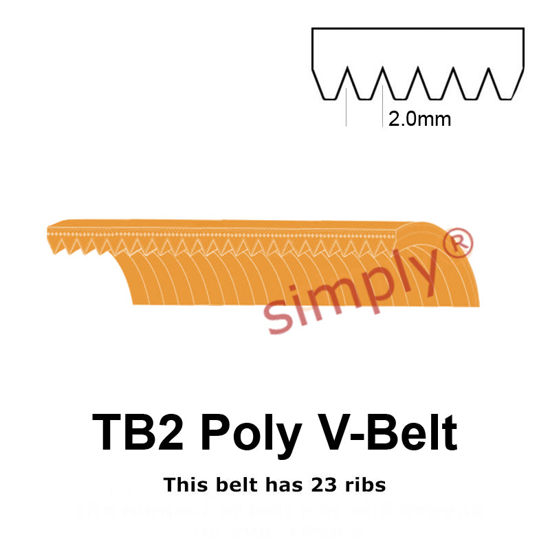 TB2-510 Megadyne Megarib Polyurethane Poly V-Belt 510mm/20.1 inch Length - 23 Ribs - Allow 2-3 Days