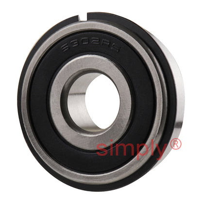6302RSNR Budget Rubber Sealed Deep Groove Ball Bearing with Snap Ring 15x42x13mm