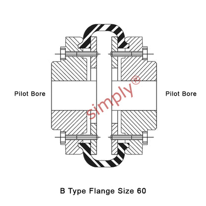 Major Brand F60B/F60B Pilot Bored Tyre Drive Coupling Assembly with Fire Resistant Antistatic (F.R.A.S) Tyre