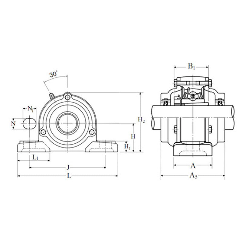 NTN C-UKP320AD1/HA2320 Imperial Cast Iron Two Bolt Pillow / Plummer Block Housing with Cast Iron Cover - Open Version - Insert and Adaptor Sleeve Fits 3-7/16 inch Shaft - Allow 2-3 Days