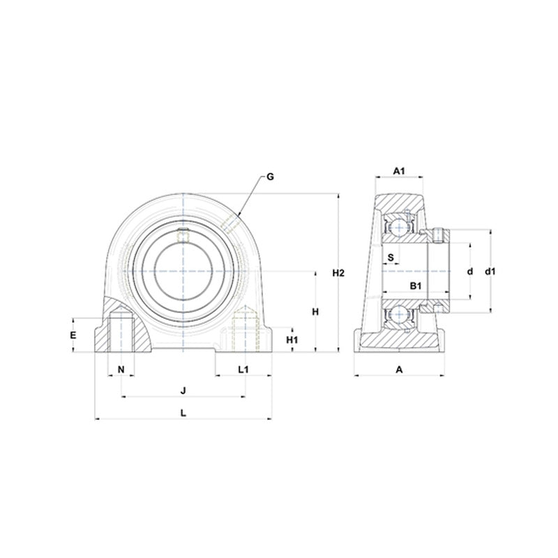 SNR ESPA210 Threaded Base Small Footprint Metric Pillow / Plummer Block Housing with Eccentric Collar Insert 50mm Bore - Allow 2-3 Days