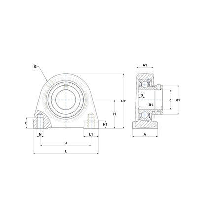 SNR ESPAE209-27 Threaded Base Small Footprint Imperial Pillow / Plummer Block Housing with Eccentric Collar Insert 1-11/16 inch Bore - Allow 2-3 Days