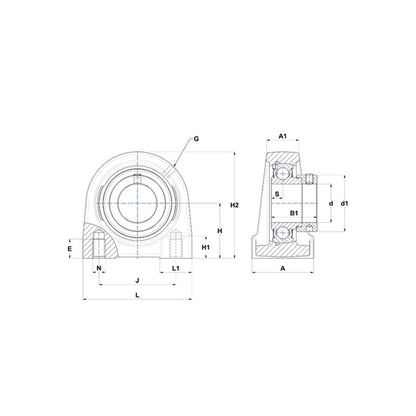SNR ESPG204 Threaded Base Small Footprint Metric Pillow / Plummer Block Housing Supplied with Eccentric Collar Insert 20mm Bore - Allow 2-3 Days