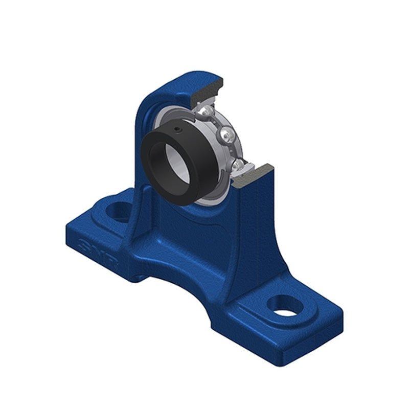 SNR ESPH201N Metric Cast Iron High Centre Height Two Bolt Pillow / Plummer Block Housing with 12mm Bore Eccentric Collar Insert - Allow 2-3 Days