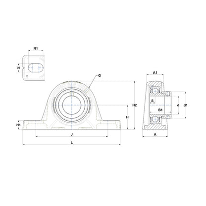 SNR ESPLE204 Metric Cast Iron Two Bolt Pillow / Plummer Block Housing with 20mm Eccentric Collar Insert - Allow 2-3 Days