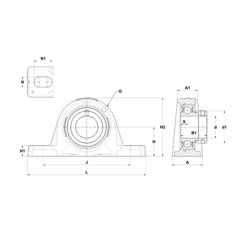 SNR ESPLE206 Metric Cast Iron Two Bolt Pillow / Plummer Block Housing with 30mm Eccentric Collar Insert - Allow 2-3 Days