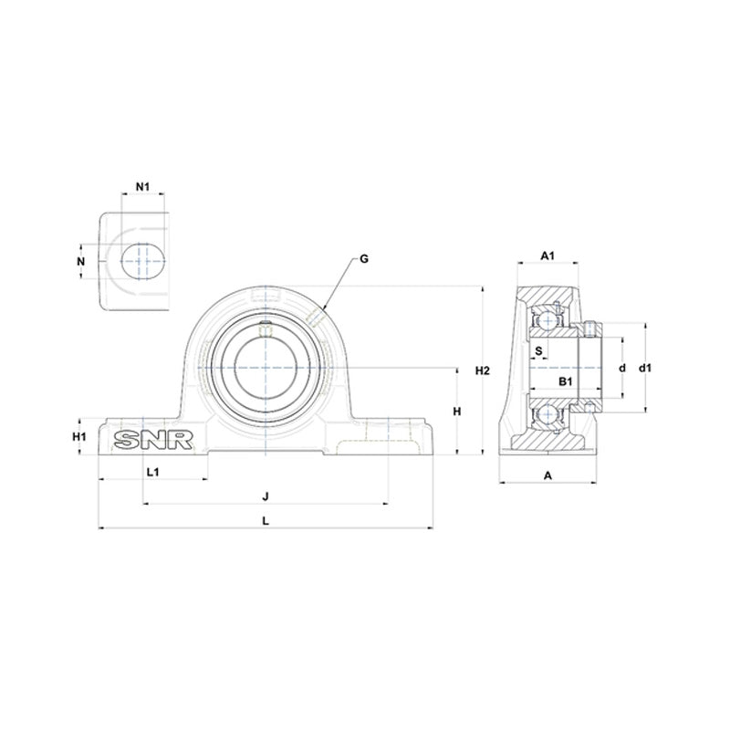 SNR ESP201N Metric Cast Iron Two Bolt Pillow / Plummer Block Housing with 12mm Eccentric Collar Insert - Allow 2-3 Days