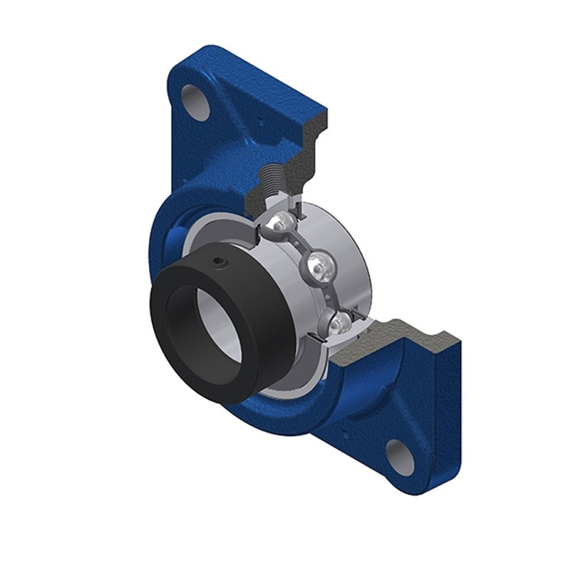 SNR EXFE208 Metric Four Bolt Square Cast Iron Flange Housing with 40mm Bore Eccentric Collar Insert - Allow 2-3 Days