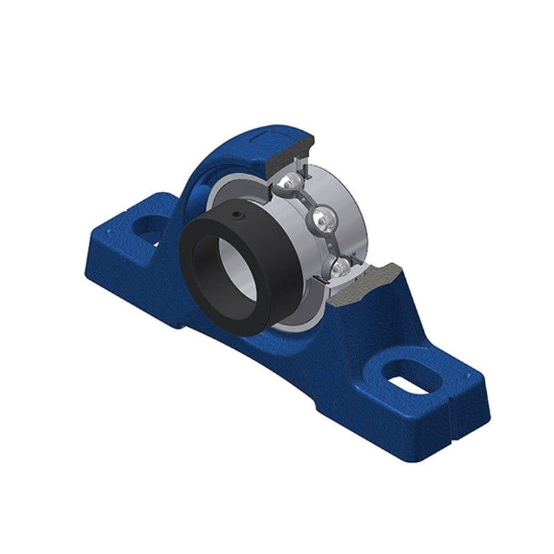SNR EXPE201 Metric Cast Iron Two Bolt Pillow / Plummer Block Housing with 12mm Eccentric Collar Insert - Allow 2-3 Days
