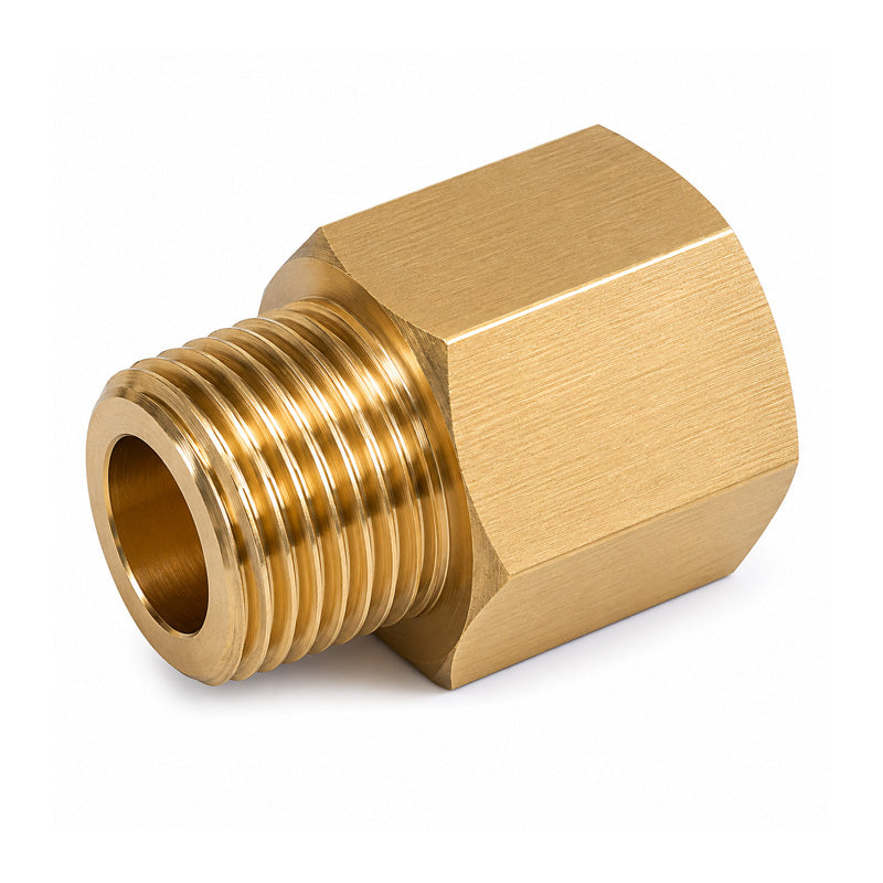 1/4 BSP Female to M8x1 Male Mild Steel Zinc Plated Yellow Thread Adaptors