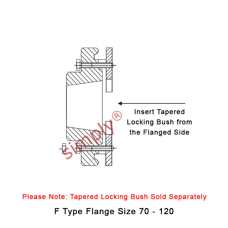 Major Brand F80F-MB Drive Coupling Inner Tapered Locking Bush Type Max Bush Bore 60mm / 2-1/2 inch