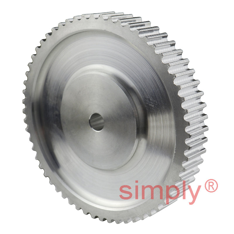 P60-5M-15 - 5mm Pitch 60 Tooth Flangeless HTD Type Aluminium Pilot Bore Timing Pulley for 15mm Wide Belts