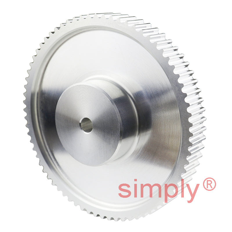 P72-5M-25 - 5mm Pitch 72 Tooth Flangeless HTD Type Aluminium Pilot Bore Timing Pulley for 25mm Wide Belts