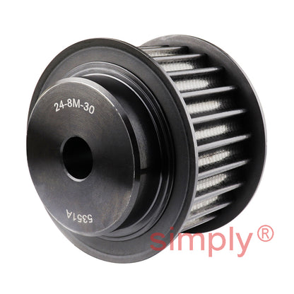 P24-8M-30F - 8mm Pitch 24 Tooth Flanged HTD Type Steel Pilot Bore Timing Pulley for 30mm Wide Belts
