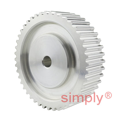 P44-5M-15 - 5mm Pitch 44 Tooth Flangeless HTD Type Aluminium Pilot Bore Timing Pulley for 15mm Wide Belts