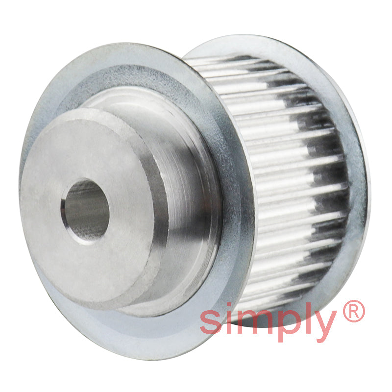 P30-3M-15F - 3mm Pitch 30 Tooth Flanged HTD Type Aluminium Pilot Bore Timing Pulley for 15mm Wide Belts