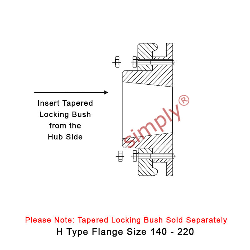Major Brand F180H-MB Drive Coupling Outer Tapered Locking Bush Type Max Bush Bore 125mm / 5 inch