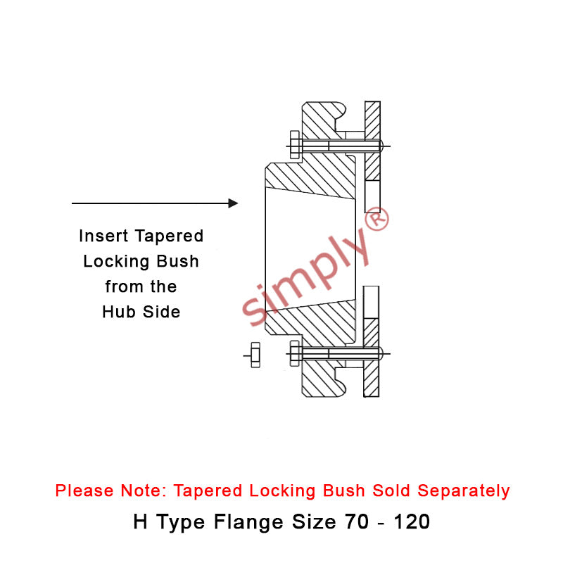 Major Brand F120H-MB Drive Coupling Outer Tapered Locking Bush Type Max Bush Bore 75mm / 3 inch