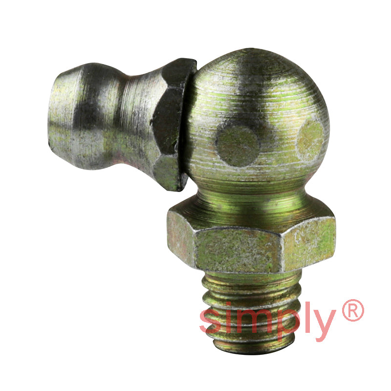 M10x1 Metric Tapered Hardened Mild Steel Zinc Plated 90 deg Hydraulic Grease Nipples - Pack of 500