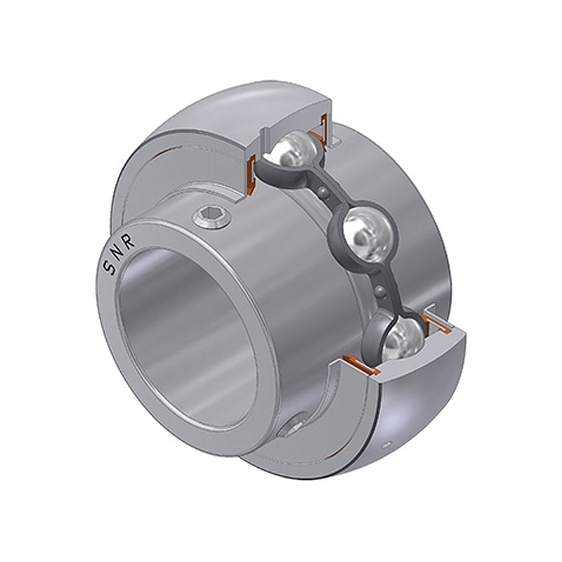 SNR MUC206FD Metric Stainless Full Width Spherical Outer Food Safe Bearing Insert 30mm Bore 62mm Outside Diameter with Grub Screws - Allow 2-3 Days