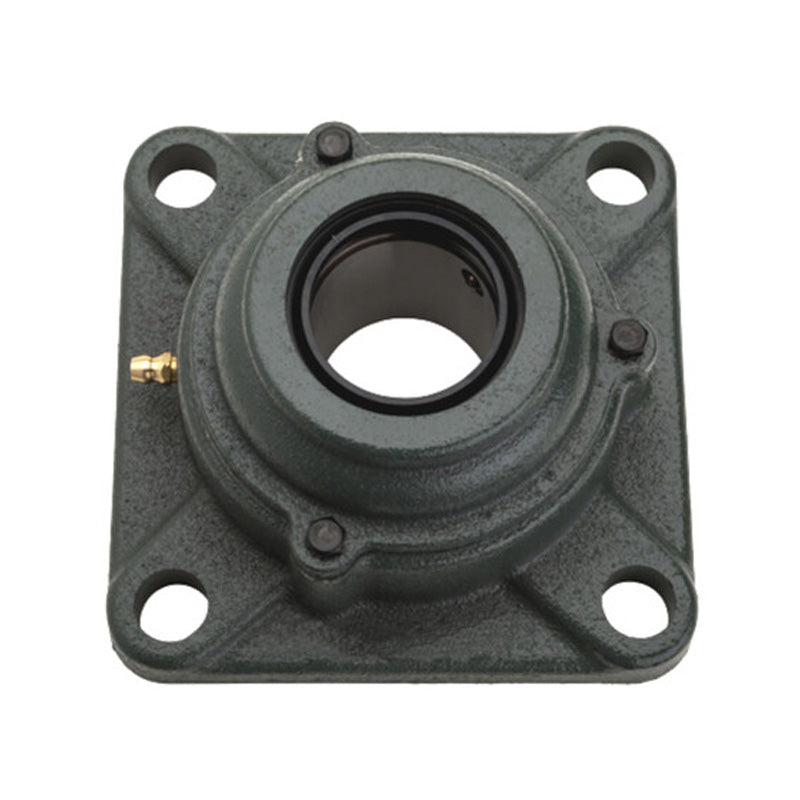 NTN C-UCFS306-102D1 Imperial Four Bolt Square Cast Iron Flange Housing with 1-1/8 inch Bore Insert with Cast Iron Cover - Open Version - Allow 2-3 Days