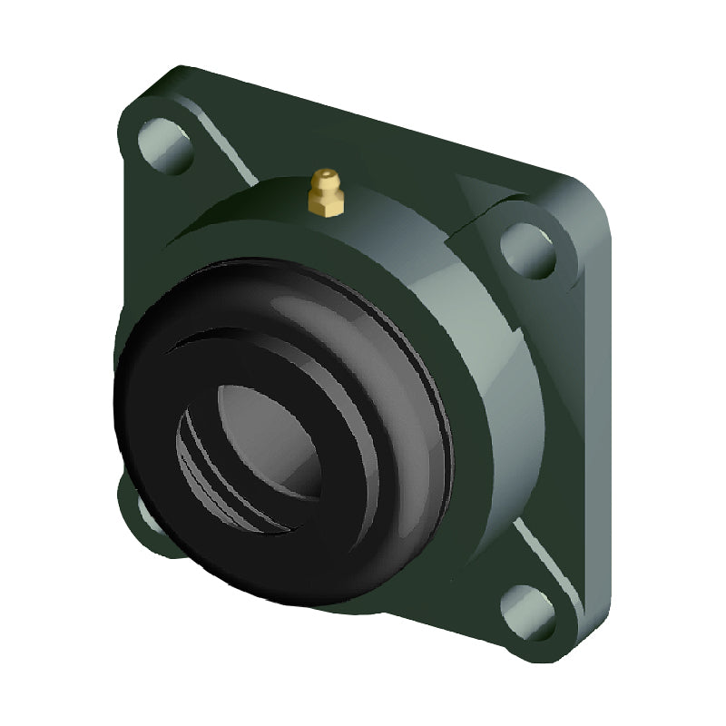 NTN M-S-UCF204D1 Metric Four Bolt Square Cast Iron Flange Housing with 20mm Bore Insert with Steel Plate Cover - Open Version - Allow 2-3 Days