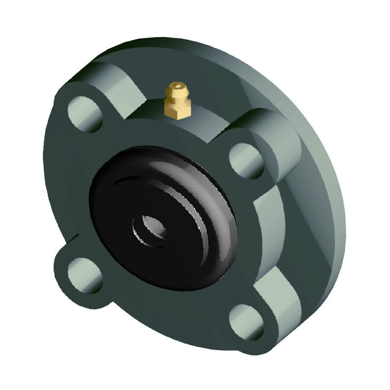 NTN S-UCFC211-200D1 Imperial Four Bolt Cast Iron Round Flanged Housing with 2 inch Insert with Steel Plate Cover - Open Version - Allow 2-3 Days