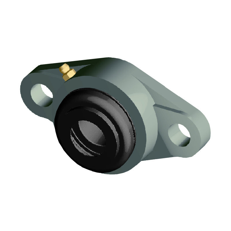 NTN S-UCFLX10-114D1 Imperial Two Bolt Oval Cast Iron Flange Housing with 1-7/8 inch Bore Insert with Steel Plate Cover - Open Version - Allow 2-3 Days