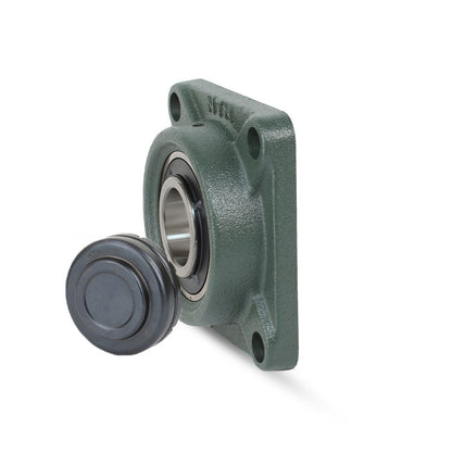 NTN SM-UKF209SD1/HS2309X Imperial Four Bolt Square Cast Iron Housing with Steel Plate Cover - Closed Version - Insert and Adaptor Sleeve Fits 1-5/8 inch Shaft - Allow 2-3 Days