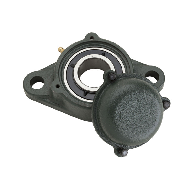 NTN SM-UKFL210D1/HA2310 Imperial Two Bolt Cast Iron Oval Housing with Steel Plate Cover - Closed Version - Insert and Adaptor Sleeve Fits 1-11/16 inch Shaft - Allow 2-3 Days