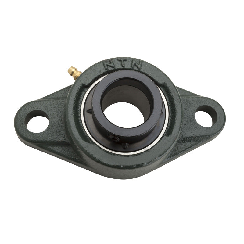 NTN M-UELFL212D1 Metric Two Bolt Cast Iron Oval Housing with 60mm Bore Eccentric Collar Insert - Allow 2-3 Days