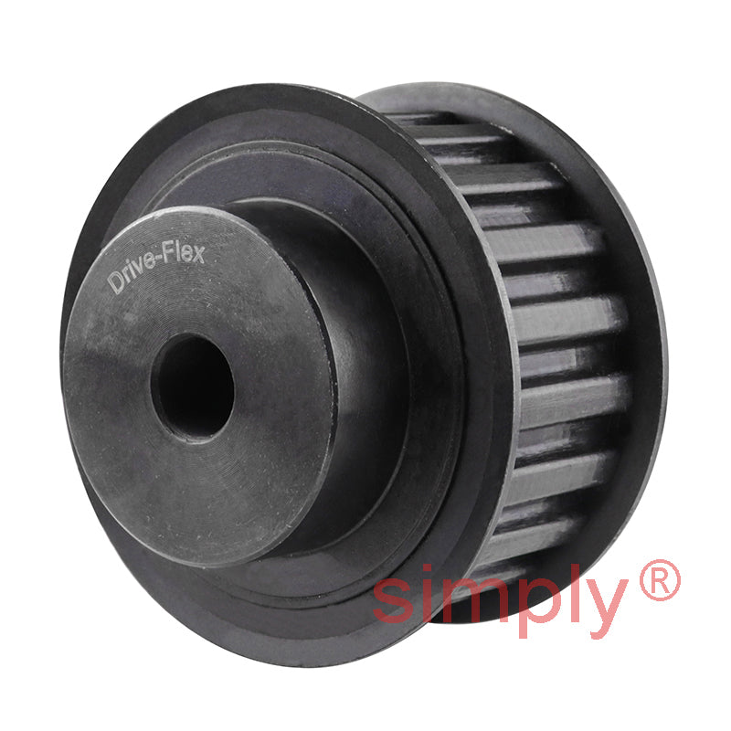 P32-L-100F - 3/8 inch Pitch 32 Tooth Flanged Pilot Bored Steel Timing Pulley for 1 inch Wide Belts
